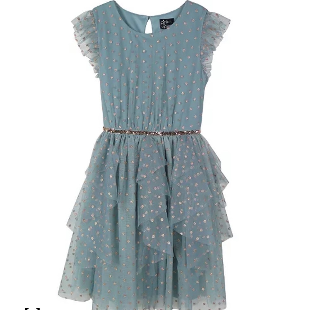 Big Girls Rose Gold Glitter Dress - Size 16